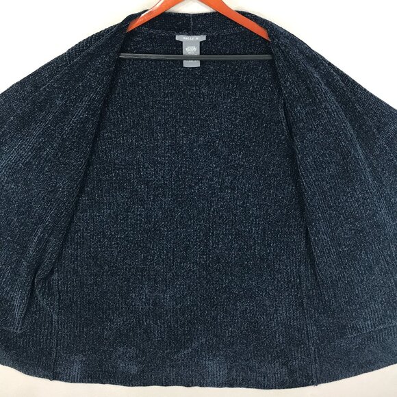 Matty M Sweater Women's XL Blue Open Front Cardigan Chenille Ribbed Pockets Cozy - Picture 5 of 13